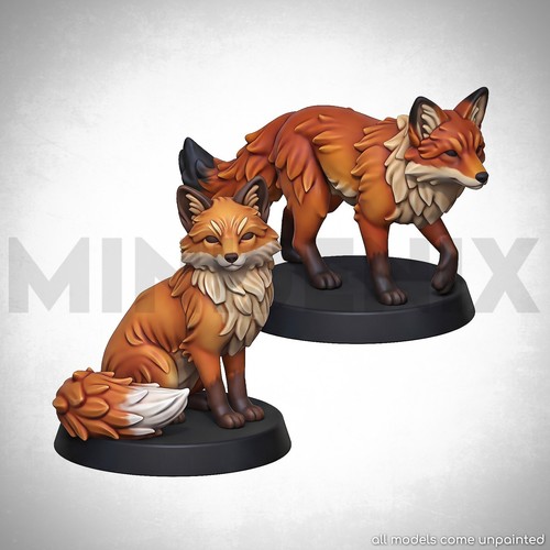 Fox unpainted fantasy - x2,